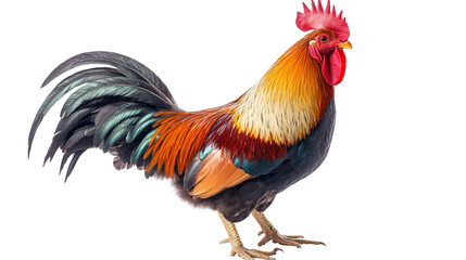 Fototapeta premium Beautiful rooster with arched neck and proud stance Transparent background, PNG