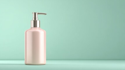 Obraz premium Minimalistic lotion bottle on pastel background, emphasizing clean design and modern lifestyle.