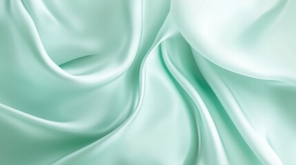 Obraz premium Smooth mint-green silk fabric with elegant folds, inspiring design and luxury fashion concepts.