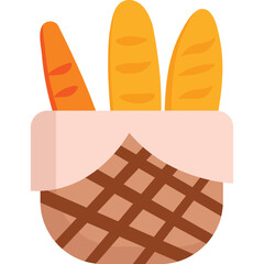 fresh bread in wicker basket vector bakery icon isolated on white