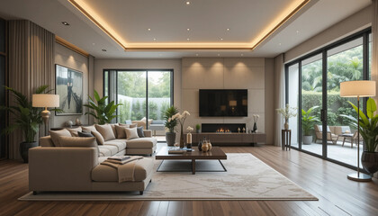 Fototapeta premium Modern office interior room reception concept with furniture generative AI