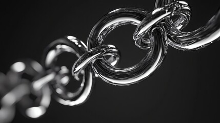 Silver Chain Close Up on Dark Background,generative Ai