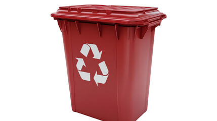Biohazard rubbish bin with warning symbol and red color, medical waste Transparent background, PNG