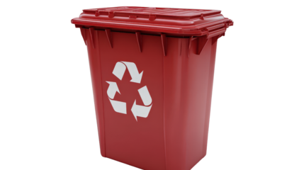 Biohazard rubbish bin with warning symbol and red color, medical waste Transparent background, PNG