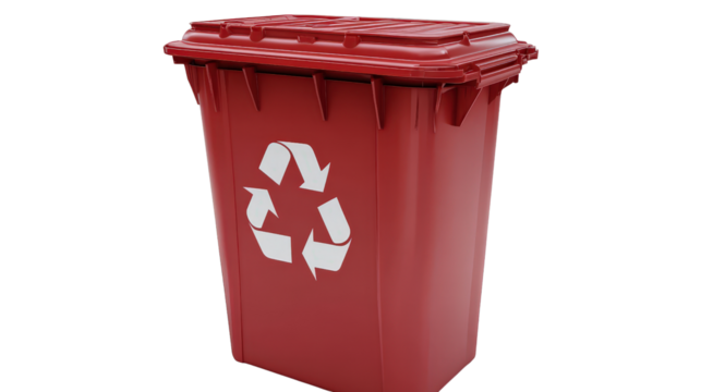 Biohazard rubbish bin with warning symbol and red color, medical waste Transparent background, PNG