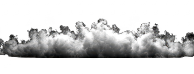 Large, dense white clouds against a black background