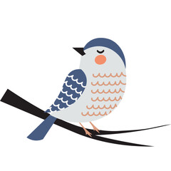 bird on branch vector icon isolated on white