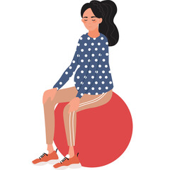 pregnant woman training on fitball vector pregnancy icon isolated on white