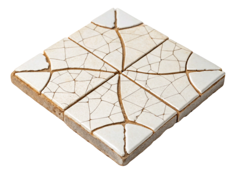 Colorful tile fragments isolated on a white background.