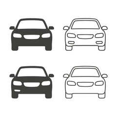 Obraz premium Modern Car Front View Icons – Vector Silhouette Set of Two Vehicles