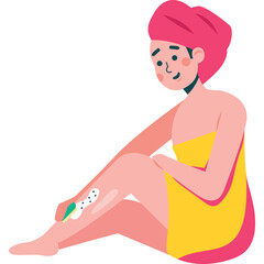 woman in towel removing leg hair vector female beauty icon isolated on white