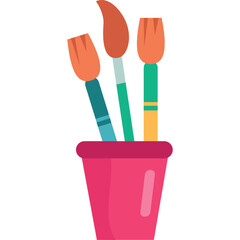 makeup brushes in glass vector female beauty icon isolated on white