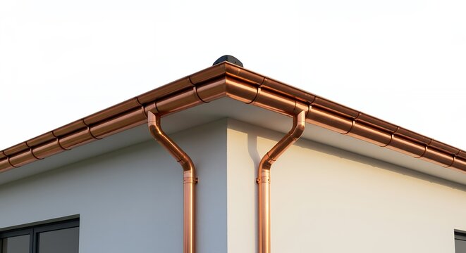 Copper gutters on house corner