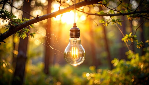 Luz suspendida en bosque dorado al amanecer, evocando renovaci&oacute;n diaria, energ&iacute;a creativa y visi&oacute;n consciente del entorno