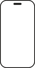 Minimal flat vector illustration of modern smartphone with blank white screen, perfect for app design, UI mockups, or mobile interface presentations in clean digital layouts.