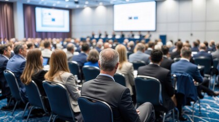 Business conference that takes place in a large conference room, workshop for young professionals, training in a large conference room, adult training