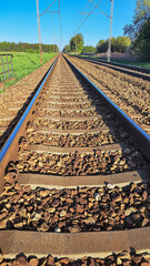 railway tracks in Dziewkowice at the setting sun