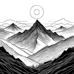 Majestic Mountain Peaks: A Black and White Landscape