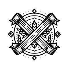 Vintage Wheat Emblem: Geometric Grain Harvest Symbol
