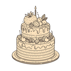 Delicious Two-Layered Birthday Cake with Fruit