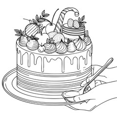 Delicious Cake with Strawberries and Cherries
