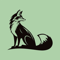 A sleek and elegant silhouette of a fox, rendered in a minimalist black and white style. This sophisticated design is perfect for logos, icons, and prints.