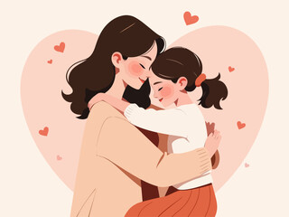 Obraz premium mother and daughter hugging for happy mother's day 