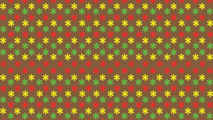 Colorful daisy floral seamless pattern on brown background with festive feel
