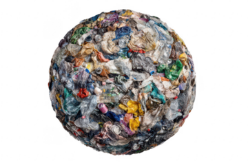 Globe-shaped mound of assorted waste