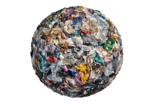 Globe-shaped mound of assorted waste