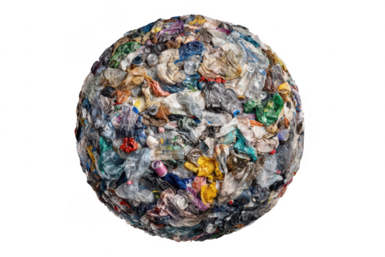 Globe-shaped mound of assorted waste