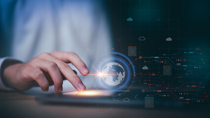 cloud computing backup technology concept ,Access to server communication services ,database connection with modern hardware and software ,interface for uploading and downloading data