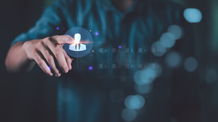 Concept of human resources, recruitment or personnel management, Business and technology, check work history, screen employee information, rate or evaluate the work of the organization.