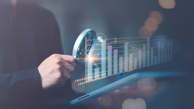 concept interest rates and dividends ,investment growth percentage and interest on deposits ,increase in interest rates ,Retirement returns ,increase of business profits,finance and investment