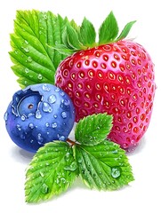 Fresh berries with leaves