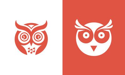 Two stylized owl logos one with musical notes and the other with a simple design ai generated