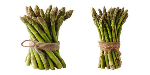 bunch of asparagus vegetable with Twine Tie Isolated on transparent background PNG