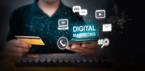 Man using laptop and smartphone for financial transactions, Online shopping, Health, insurance, Home and car instalment to Payment via mobile banking apps. Digital banking online payments concept.