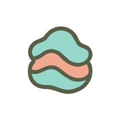 Pastel Abstract Shapes Grid with Modern Wavy Lines, A visually balanced grid of 16 unique abstract icons, each featuring soft pastel hues, organic curves, and geometric symmetry—ideal for tech, wellne