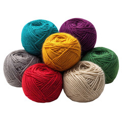 Colorful yarn balls in a circular arrangement