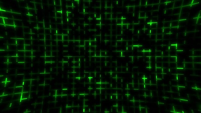 Glowing green grid lines, Futuristic digital matrix loop background
