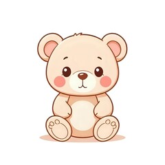 Naklejka premium Sweet Plush Teddy Bear with Blush Cheeks – Child-Friendly Design 
