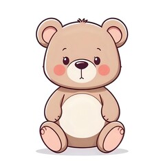 Fototapeta premium Cute Cartoon Teddy Bear Sitting – Adorable Animal Illustration 