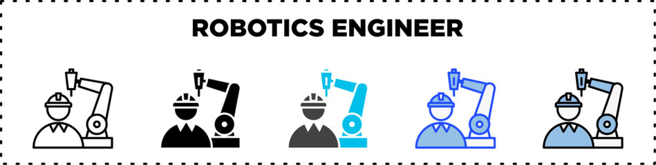 Robotics Engineer Icon Pack Line Glyph