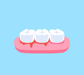 Bleeding teeth illustration vector design. Dental care concept.