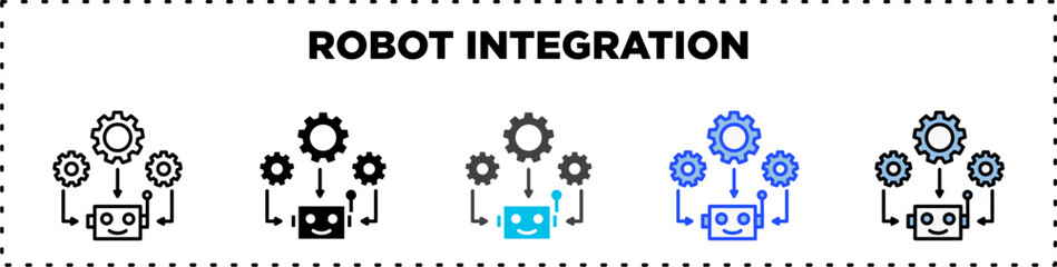 Robot Integration Icon Pack Line Glyph