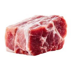Raw pork loin cut, reddish-pink, cubed shape