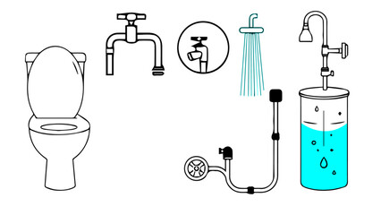 Water Conservation Plumbing Icons – White Background Line Vector
 vector illustration of an abstract background