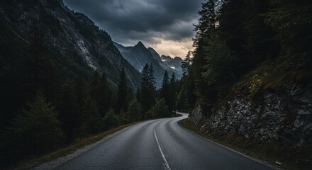 Serene Mountain Road at Dusk