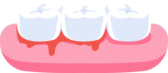 Bleeding teeth illustration design. Dental care concept.